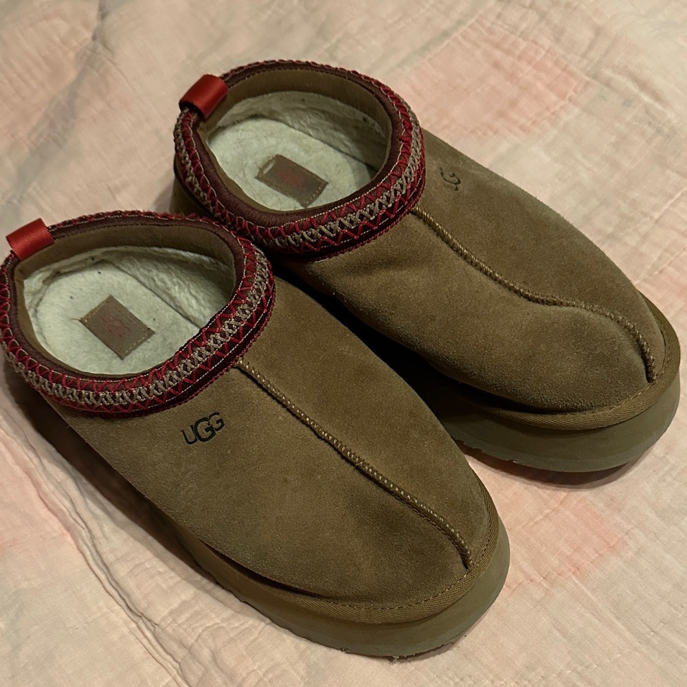 UGG Platform Tazz Tan Suede Slip-Ons